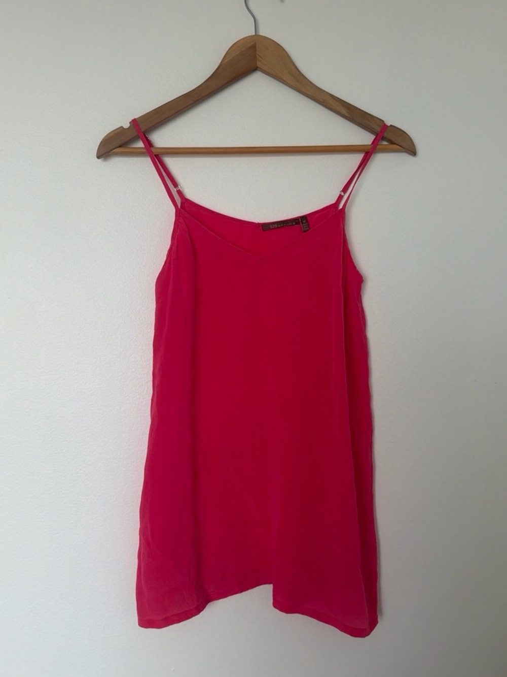 100% Silk Hot Pink Spaghetti Strap Cami Tank